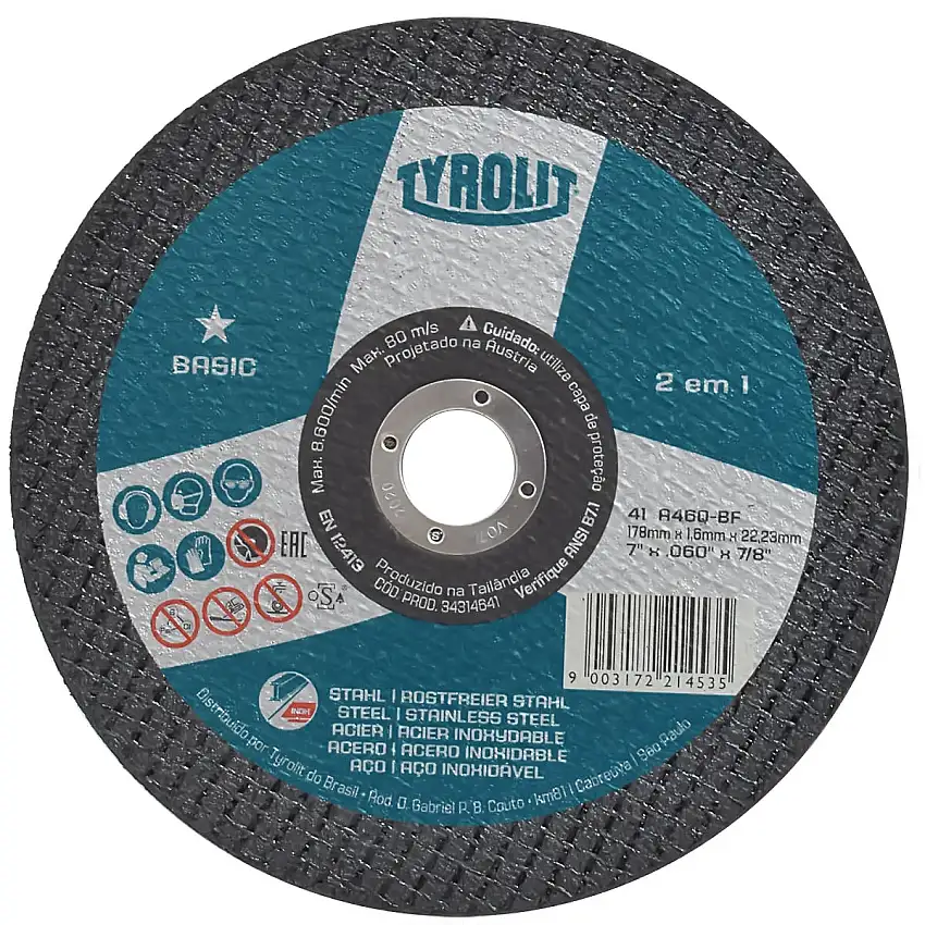Disco de Corte Basic 178x1,6mm 41 A46Q-BF Tyrolit