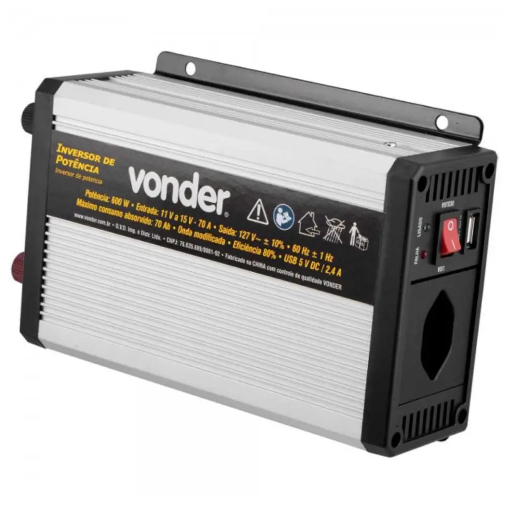 Inversor de Potência 600W 12V DC para 127V Vonder