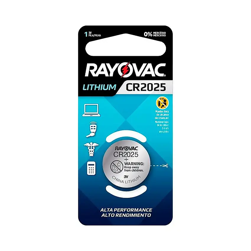 Bateria Lítio 3V Para Relógio/Calculadora ECR/CR2025 Rayovac