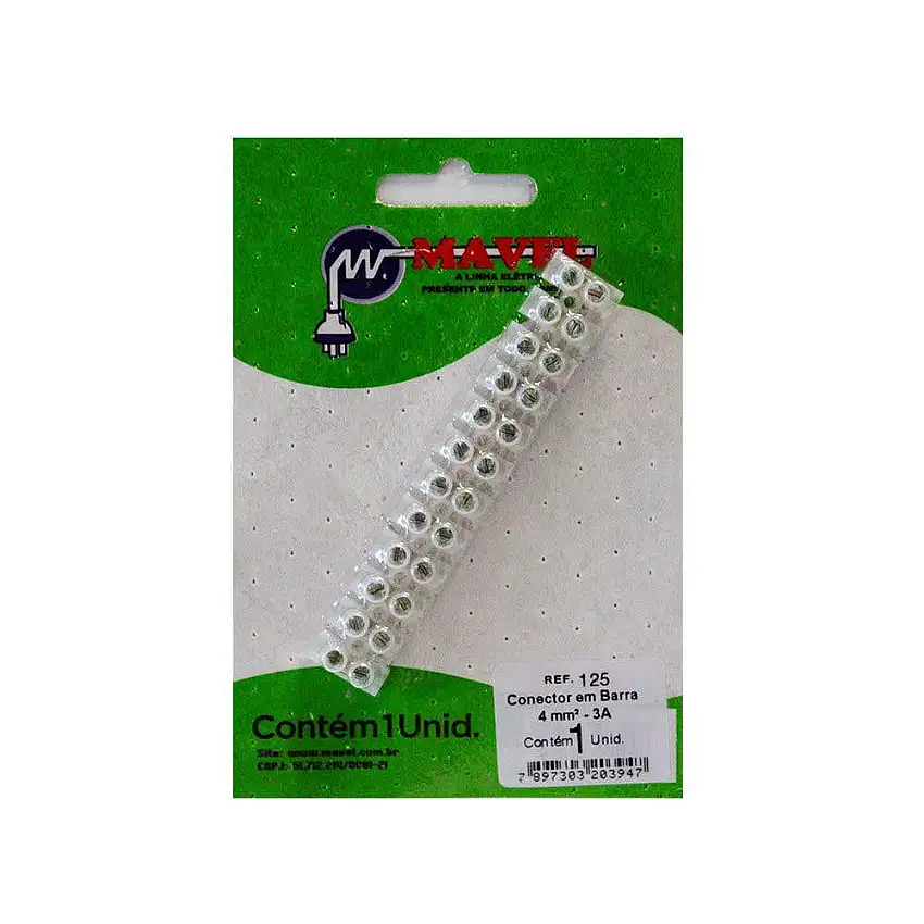 Conector 3A Branco 4mm 12 Bornes 125 Mavel