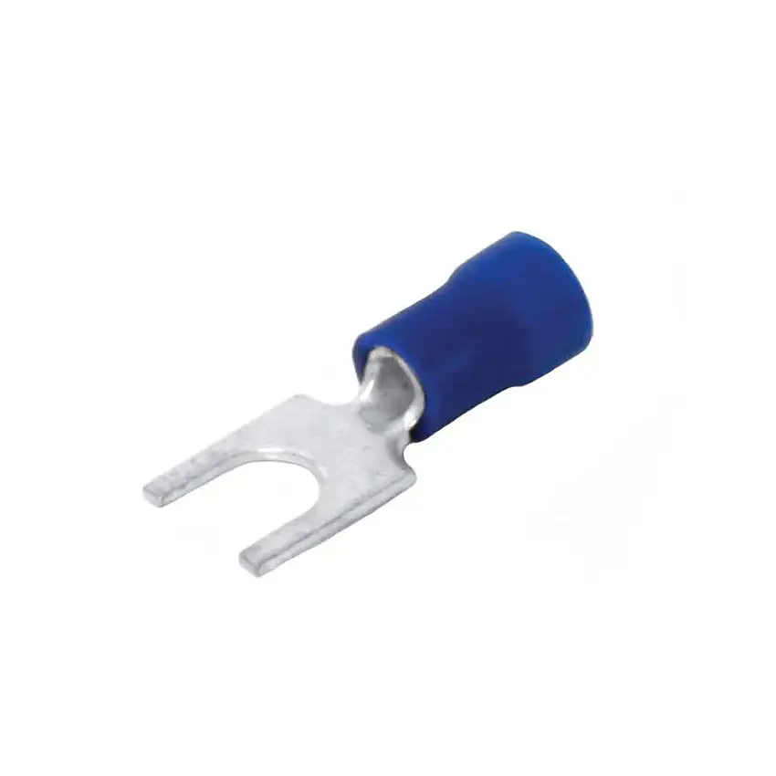 Terminal Forquilha Pré Isolado 1mm² a 2,5mm² M4 100 Peças Azul FR-2480