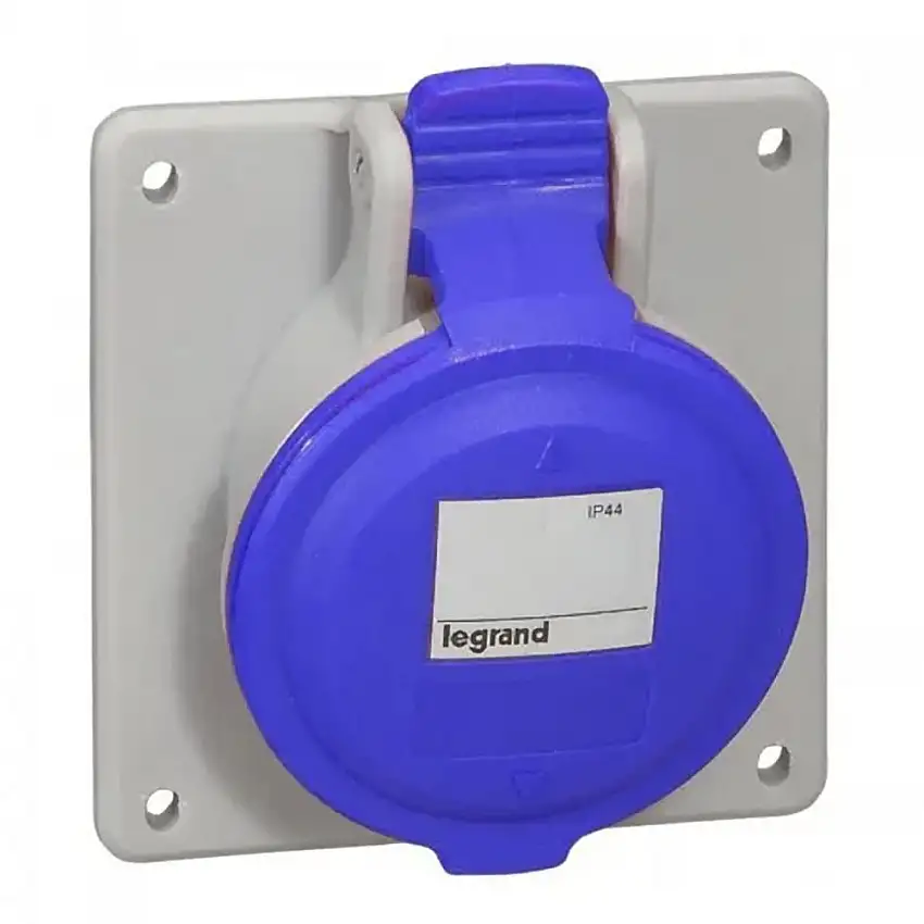 Tomada Embutir Fêmea 3 Polos + Terra 16A 250V Azul Ip44 555185 Cemar Legrand