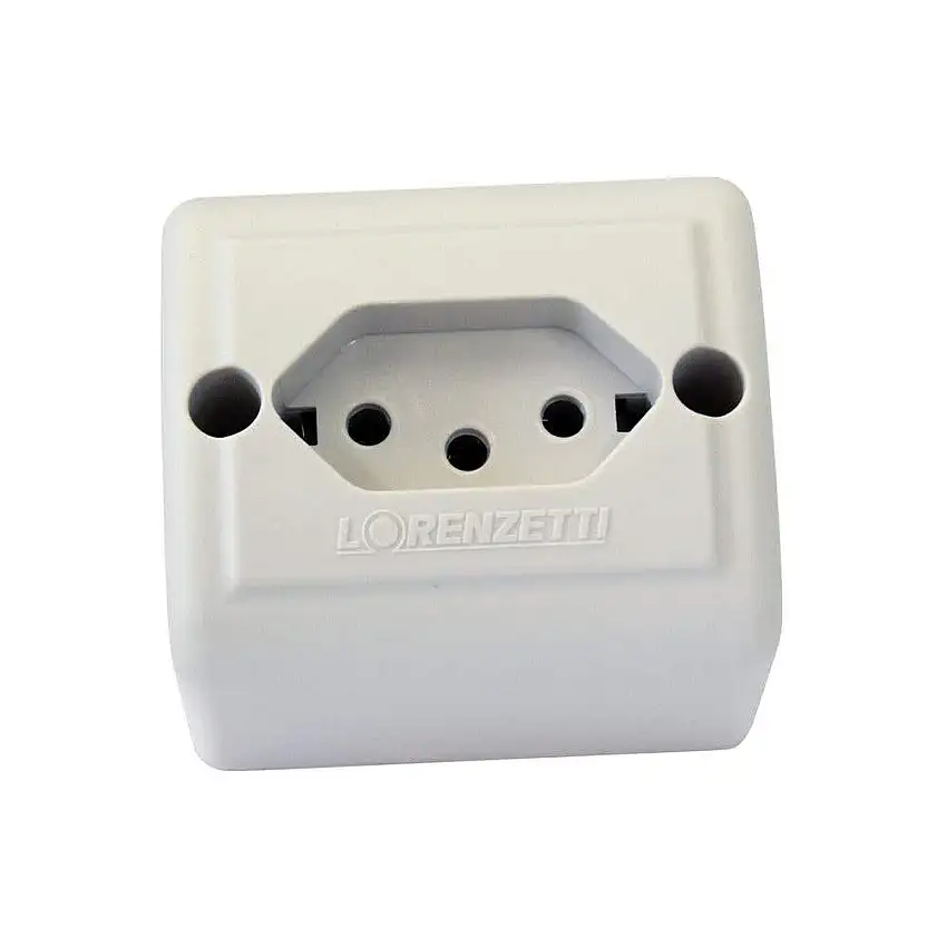 Conjunto Tomada Sobrepor 2P+T 10/15A 250V Cinza 309328 Lorenzetti