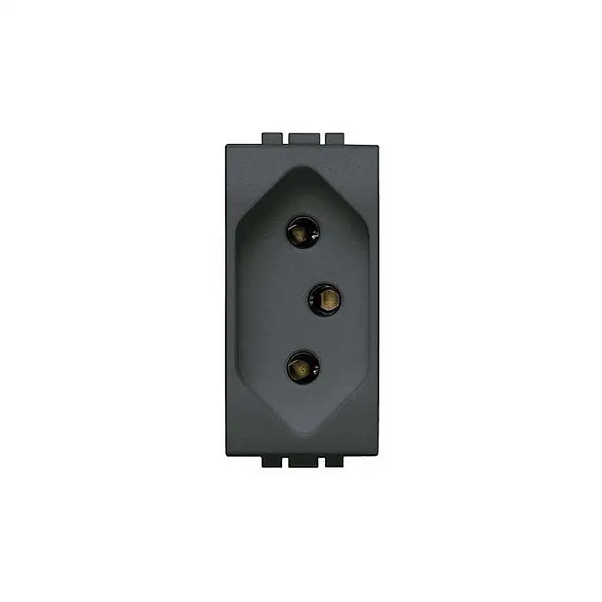 Módulo Tomada 2P+T 10A 250V Preto Living Light L4165S Bticino