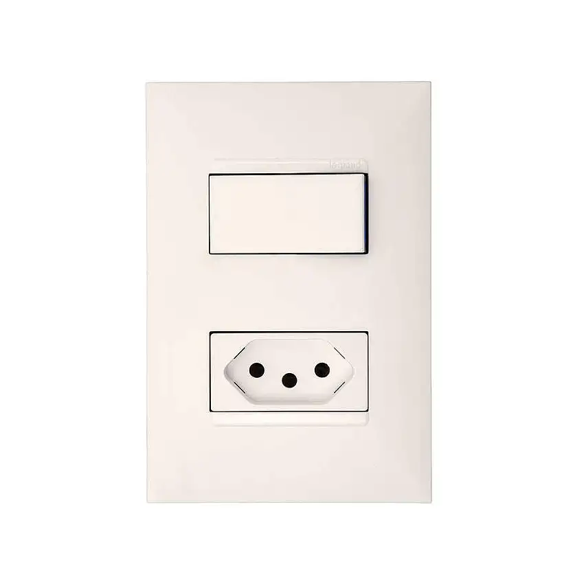 Conjunto Interruptor Simples+Tomada 2P+T 10A Pialplus+ 615074BC Legrand