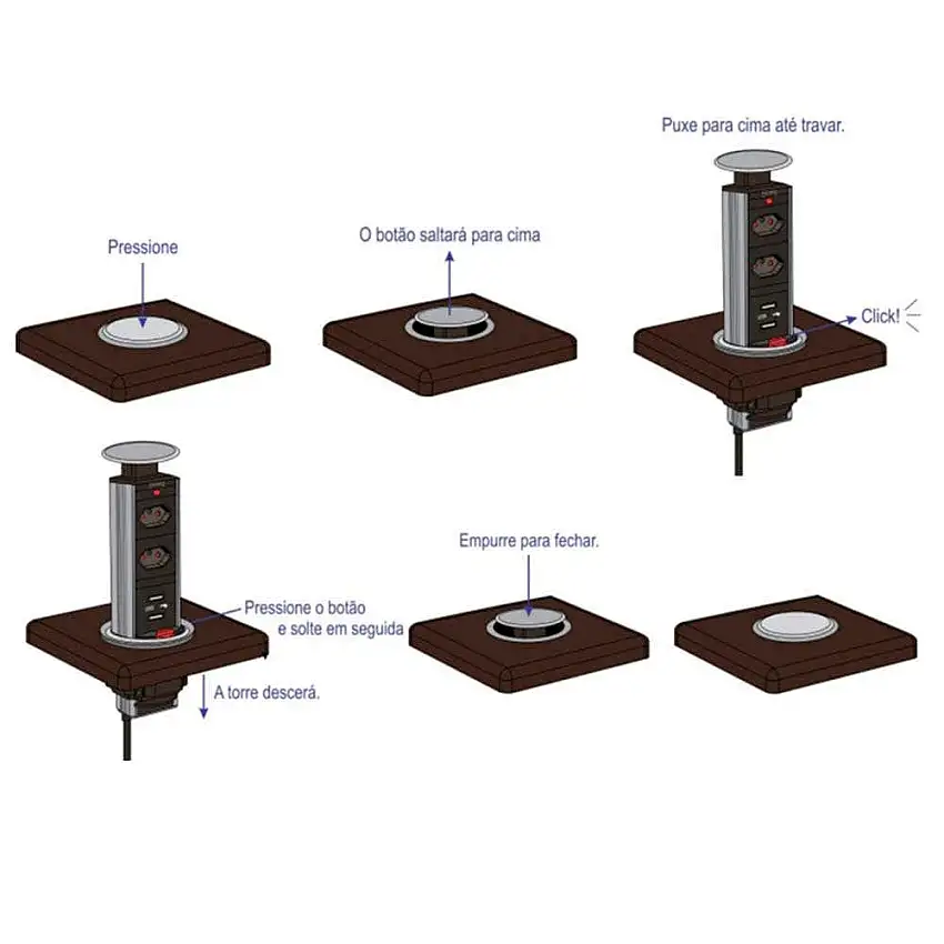 Torre Multiplug 2 Tomadas 2P+T 2 Entradas USB Multifox Renna
