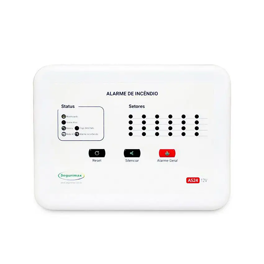 Central Alarme Incêndio Convenc. Bateria 12Vcc AS24-12 26824 Segurimax