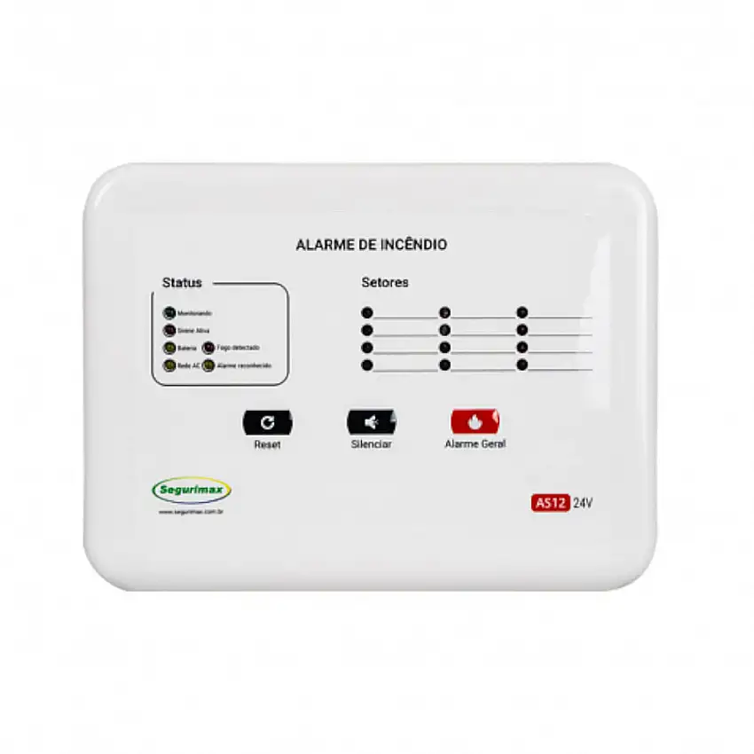 Central Alarme Incêndio Convencional Bivolt Bateria 24V 27868 Segurimax