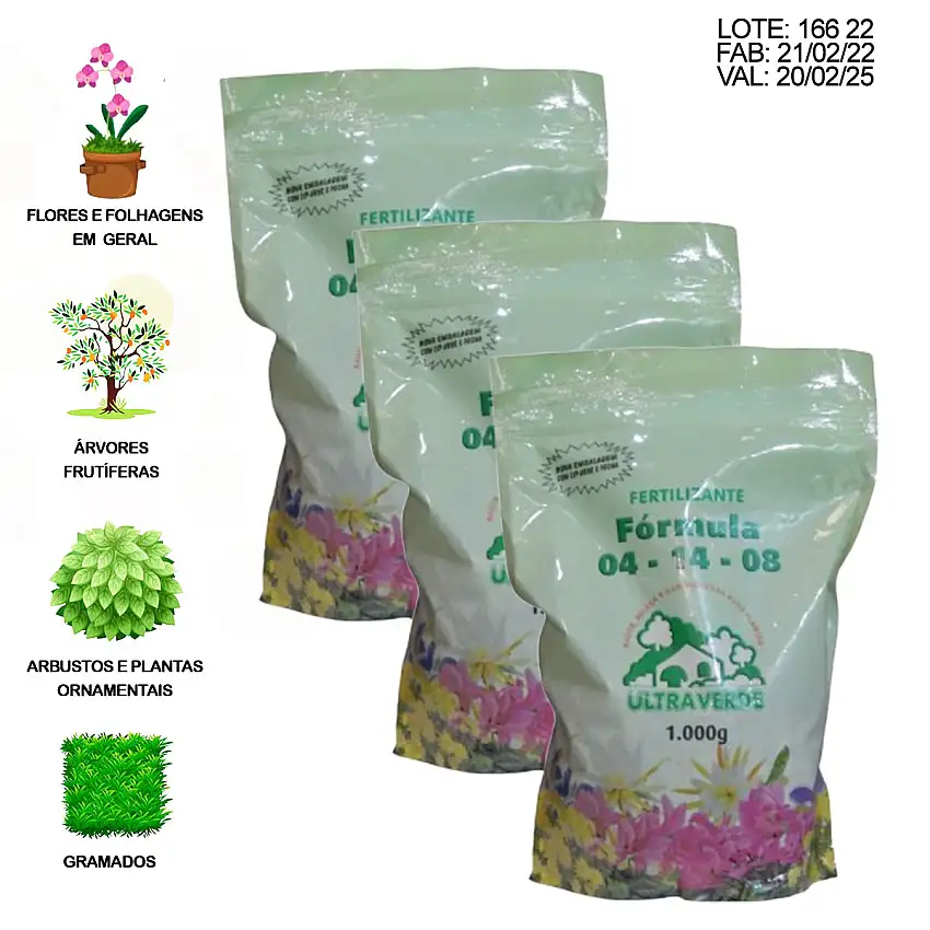 3Kg Adubo NPK 04-14-08 Fertilizante Granulado Ultra Verde Bonigo 0242