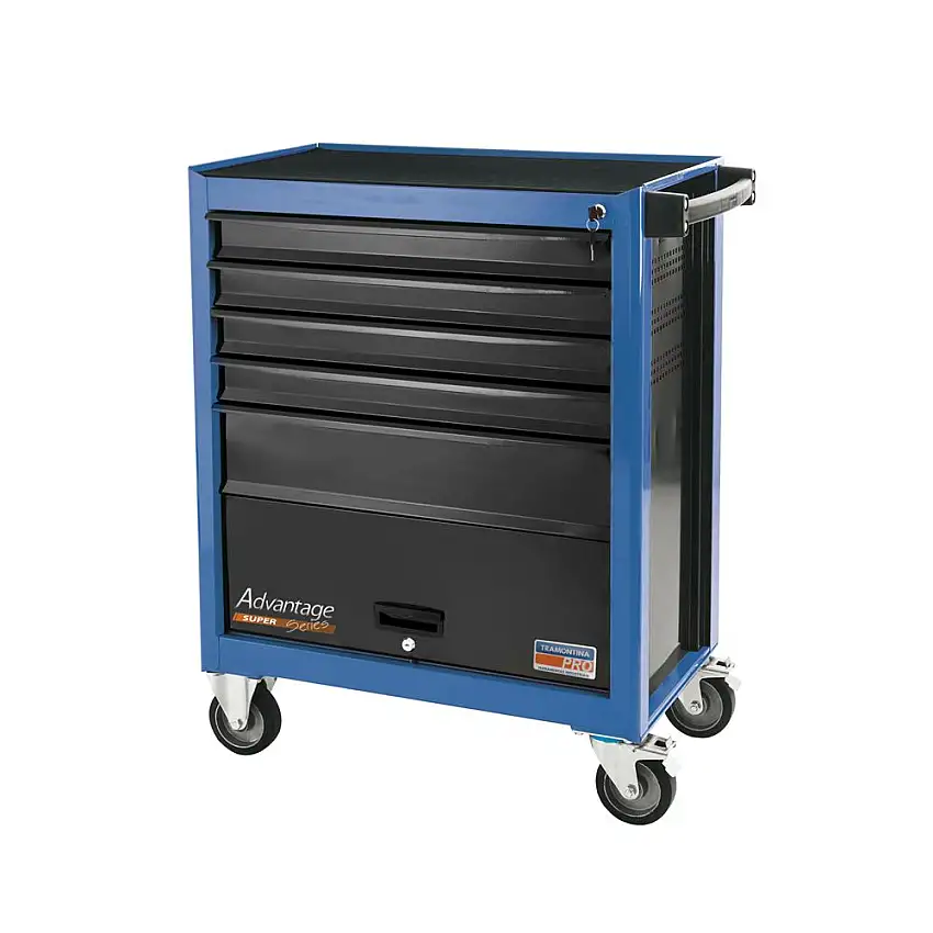 Carro p/ Ferramentas 5 Gavetas e 1 Porta Azul - Tramontina PRO