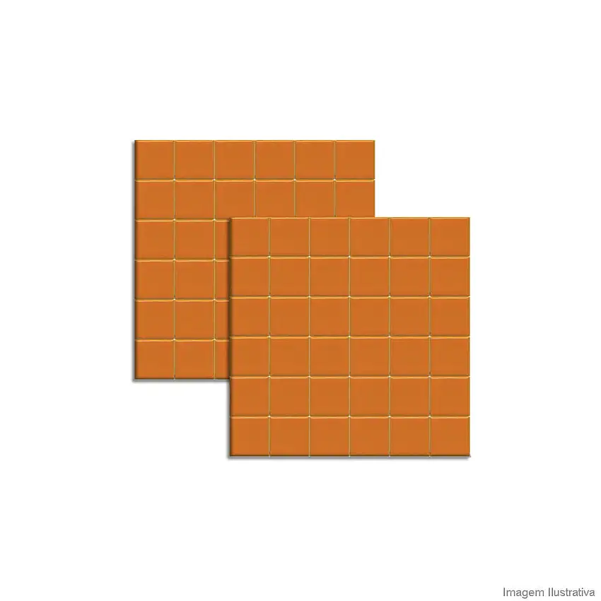 Pastilha de porcelana 5x5cm placa 31x31cm laranja Jatobá