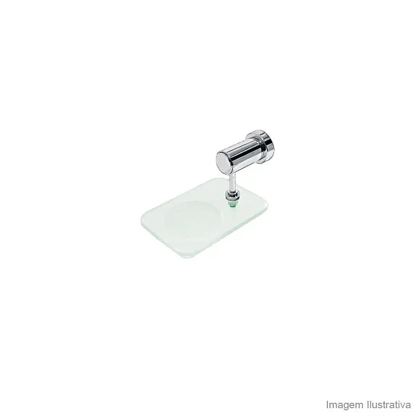 Saboneteira cromada para parede com concha de vidro C37/60 Esteves