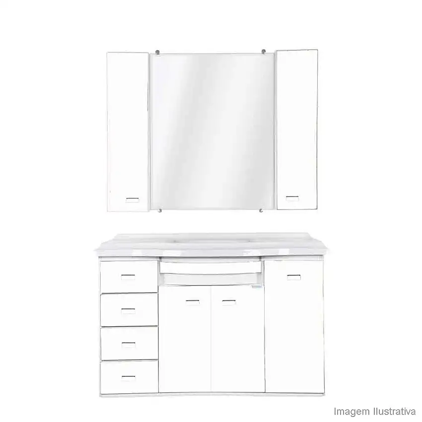 Gabinete Orion 103cm com espelheira e lavatório branco Primolar
