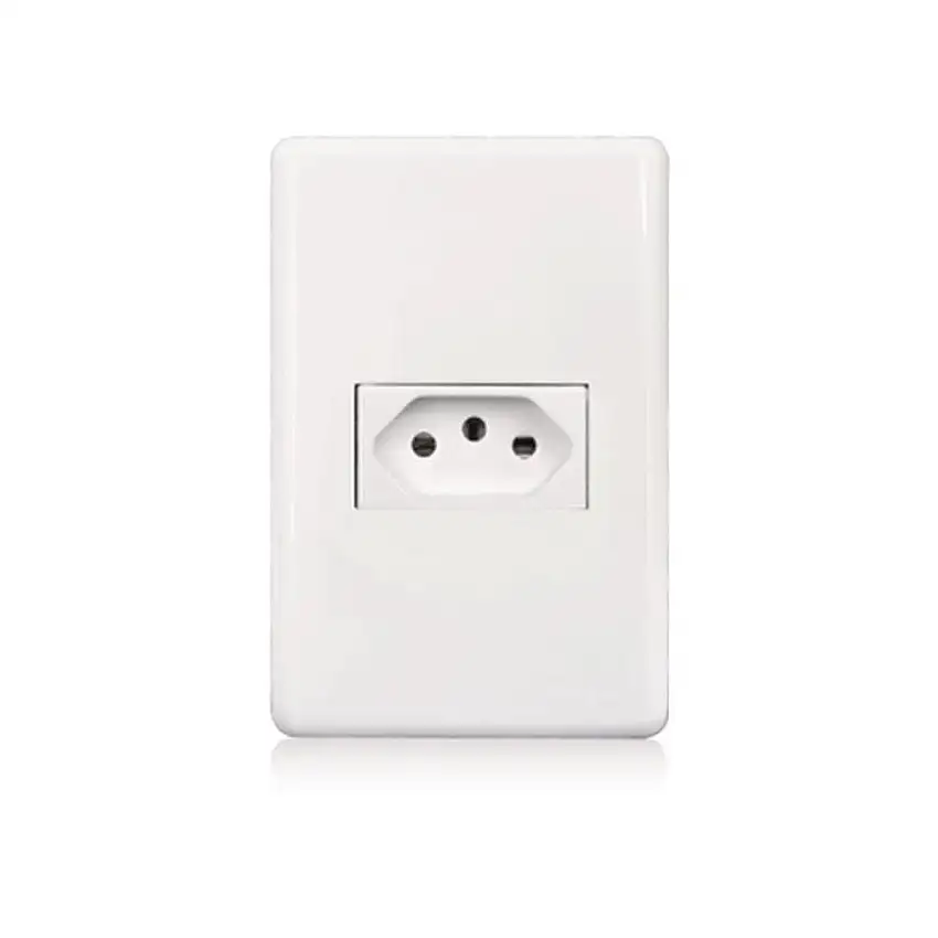 Conjunto Montado Tomada 2P+T 10A-250V Pb Horizontal Branco Stella Steck