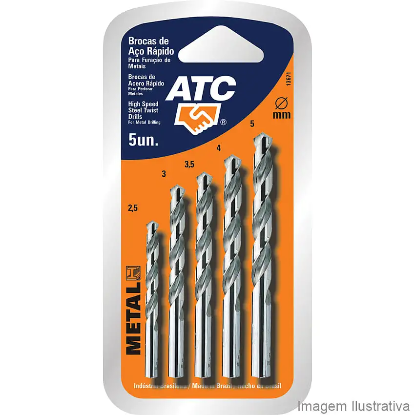 Broca para metal de aço temperado 2,5 - 5mm 5 peças Irwin