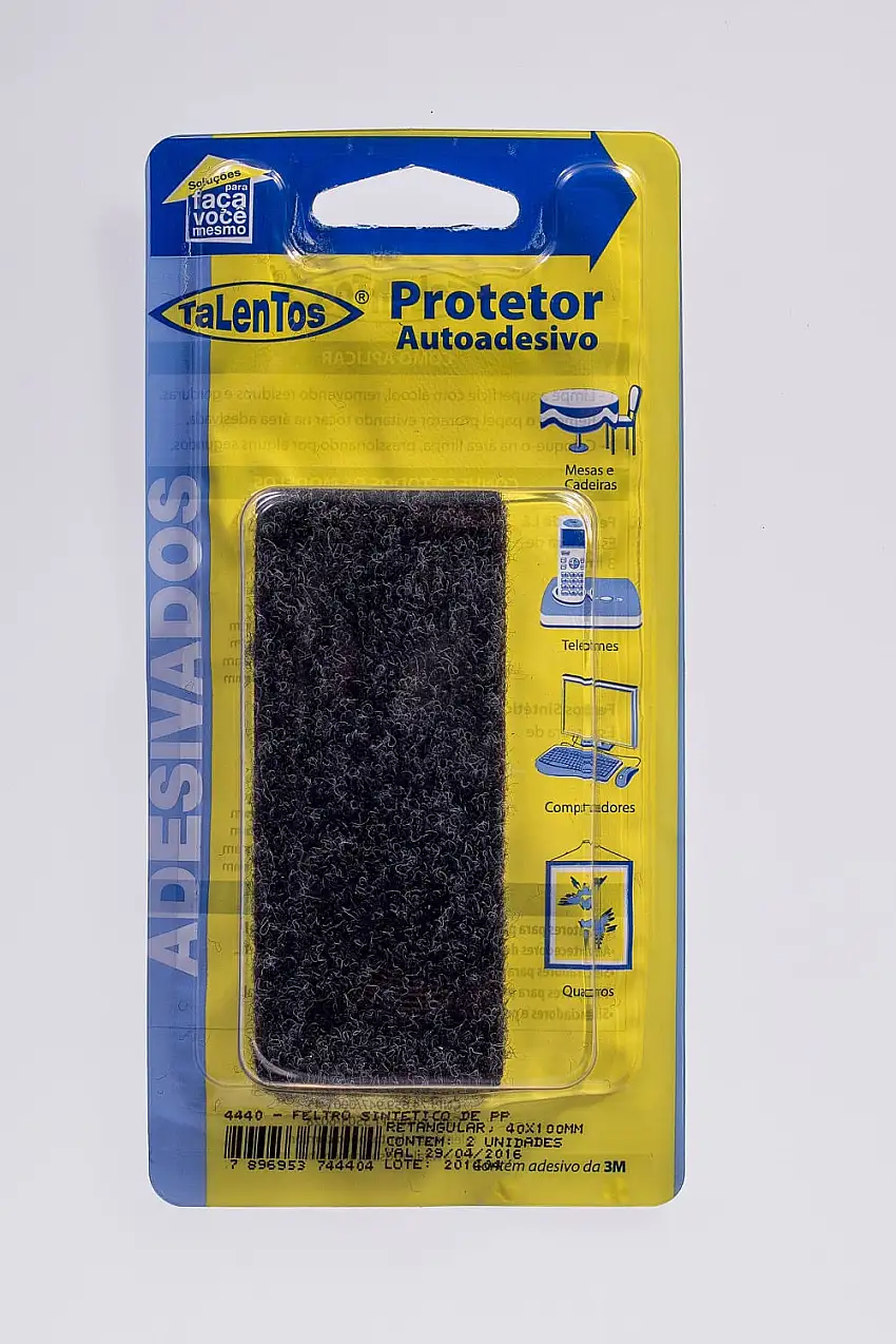 Feltro Sintético Pp Retangular 3X40X100 Mm Preto Talentos