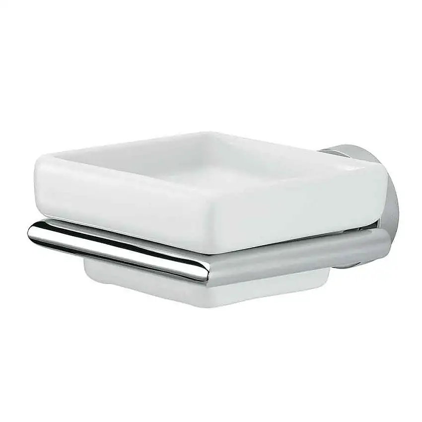 Saboneteira cromada para parede com louça Slim Deca