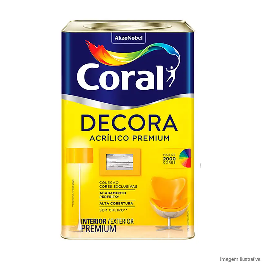 Tinta Látex Decora Máxima Resistência acrílica fosco 18L amarelo Coral