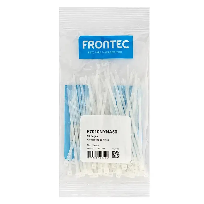 Abraçadeira Nylon 100X2,5Mm Branco Pacote Com 50 Pcs - Frontec