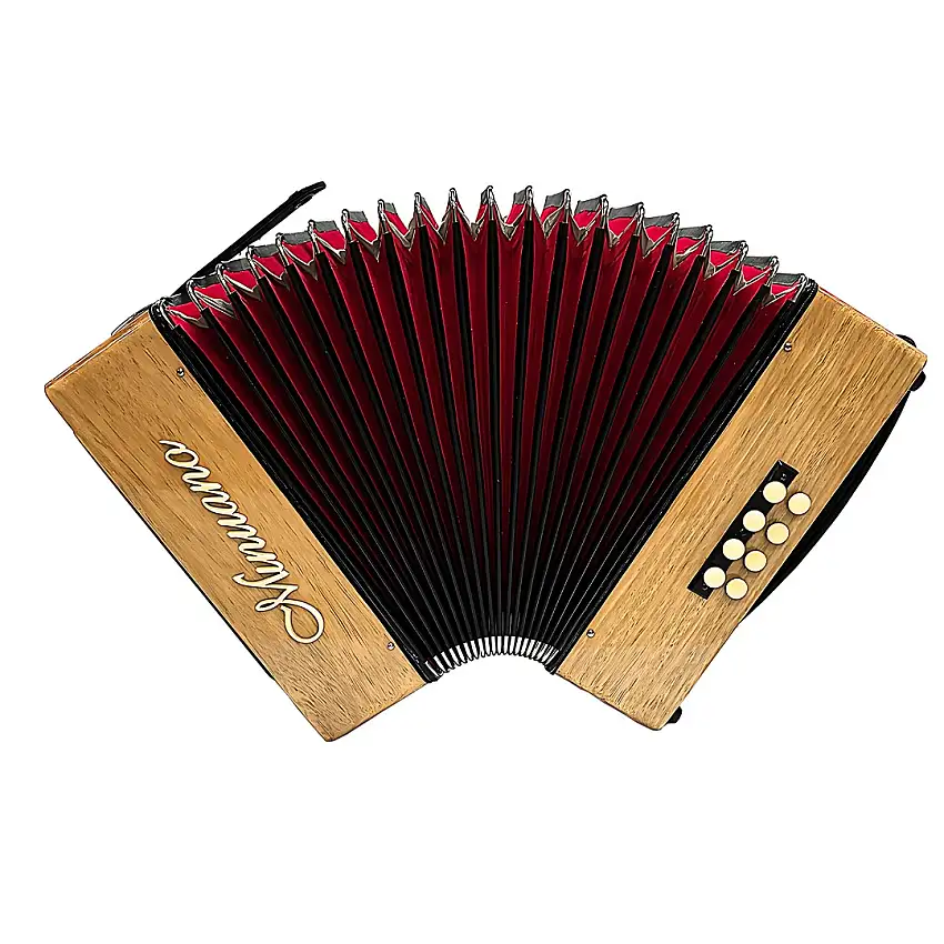 Acordeon 8 Baixos Minuano 21 Botões Natural Sanfona