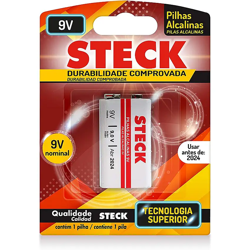 Bateria Alcalina 9V Câmera Digital 1 Peça Steck