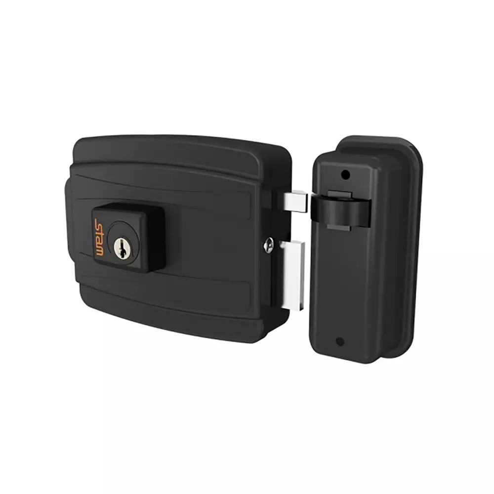 Fechadura Elétrica 12v 40mm Preto Fosco De Aço Inox Stam