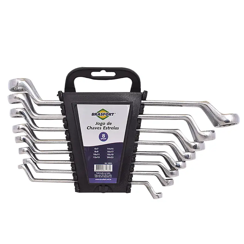 Jogo de Chaves Estrela 6 a 22mm 8 Peças 6042 Brasfort