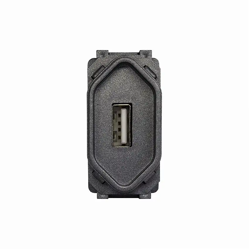 Modulo 1 Tomada Carregador Usb 2A Preto Grafite