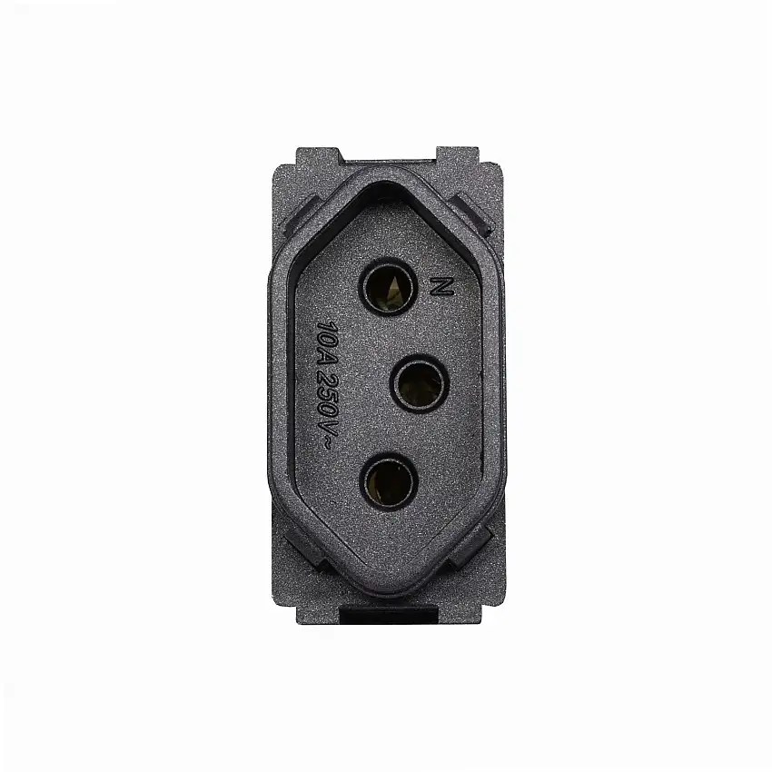 Módulo Tomada Universal 2P+T 10A Preto Grafite Novara