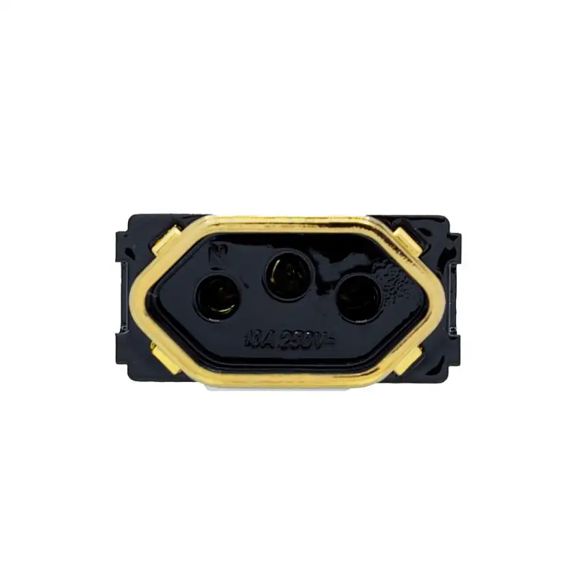 Módulo Tomada Universal 2P+T 10A Preto Ouro Novara