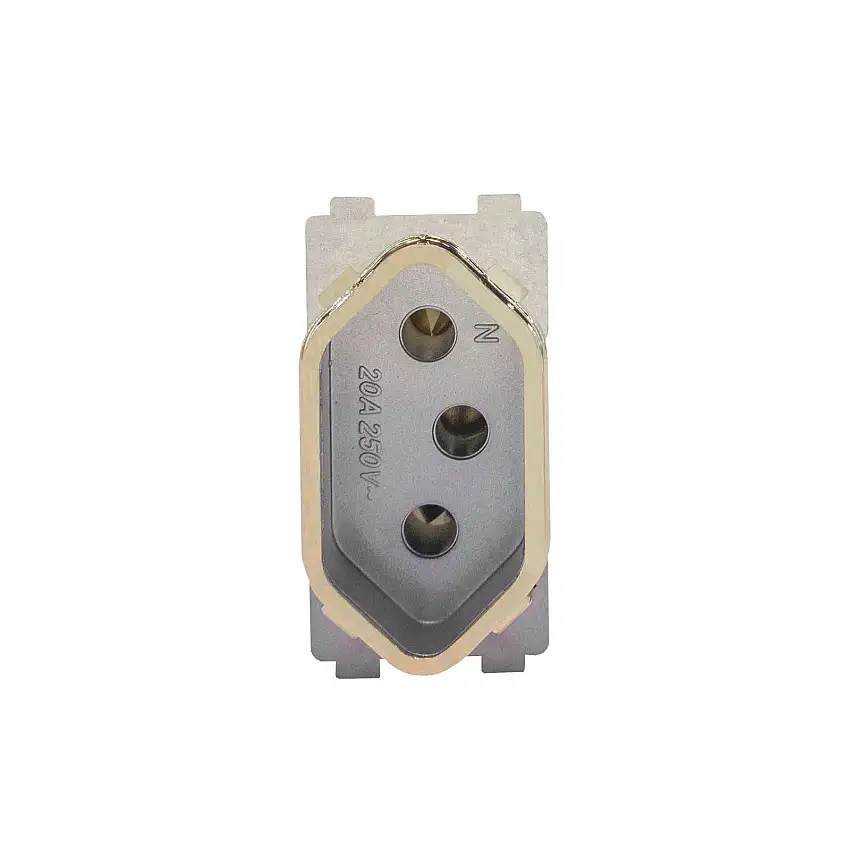 Módulo Tomada Universal 2P+T 20A Aço Gold Novara
