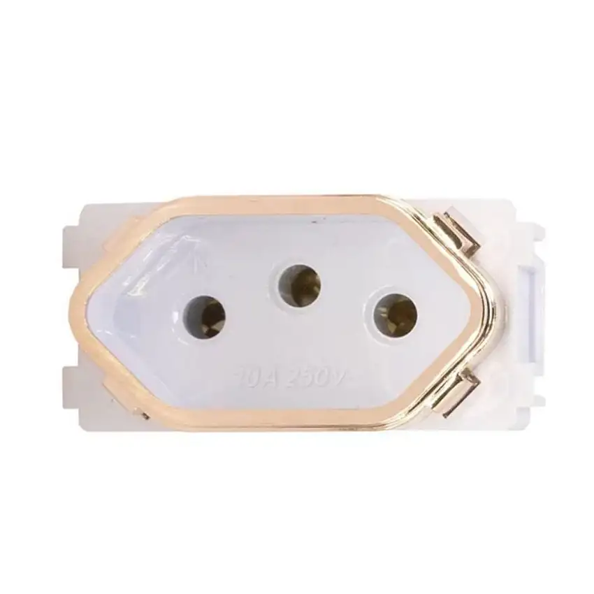 Módulo Tomada Universal 2P+T 20A Branco Ouro Rose Novara