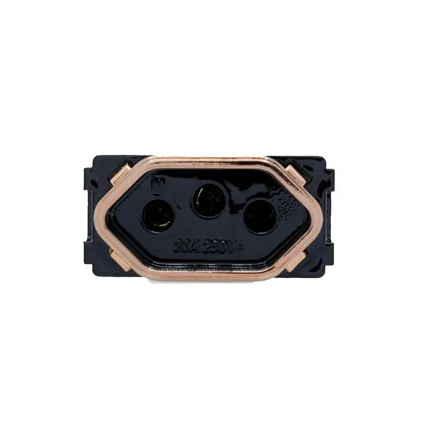 Módulo Tomada Universal 2P + T 20A Preto Brilhante Novara