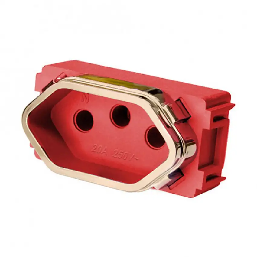 Modulo Tomada Universal 2P T 20A Vermelho Novara