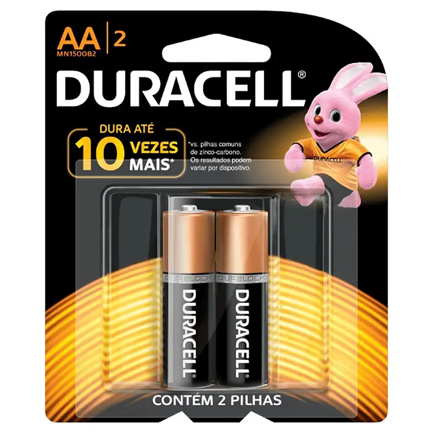 Pilha Bateria Alcalina AA Com 2 Unidades Duracell