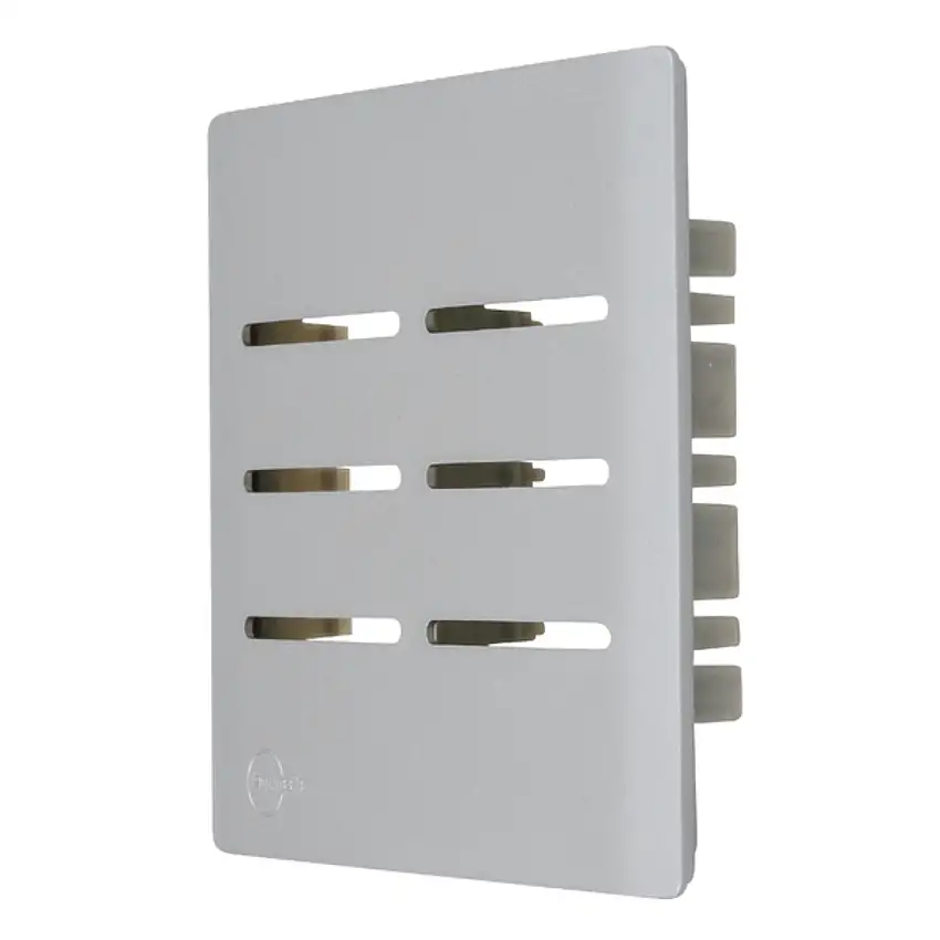 Placa 4X4 6 Interruptores Horizontais + Suporte Novara