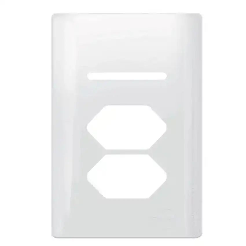 Placa + Interruptor + Tomadas + Suporte Branco Novara