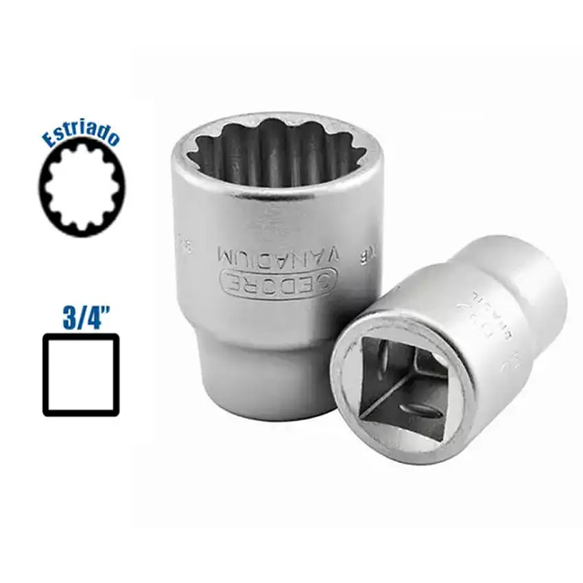 Soquete Estriado Encaixe 3/4" Gedore 19MM - 017001