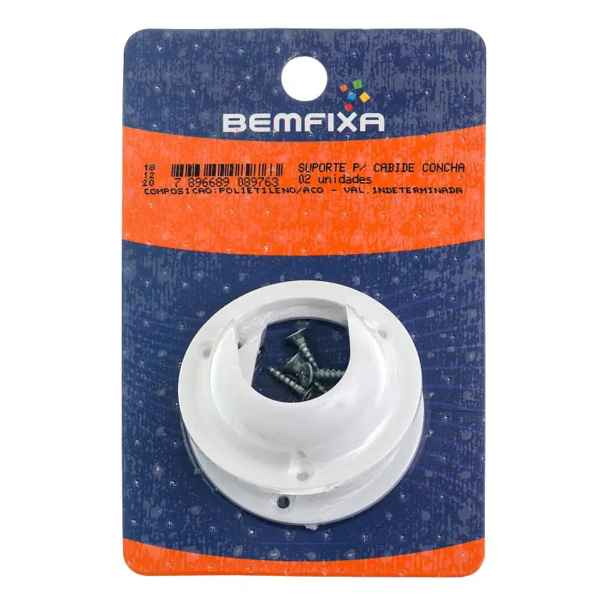Suporte Para Cabideiro Concha Branco Com 02 Unidades - Bemfixa