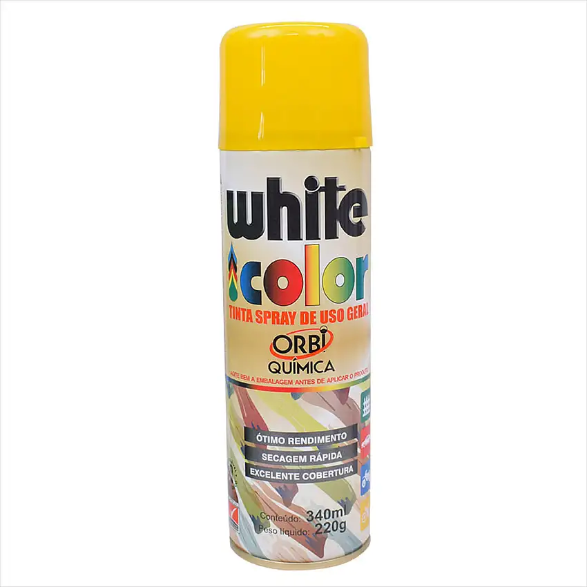 Tinta White Color Spray 340ml amarelo 6696 Orbi Química